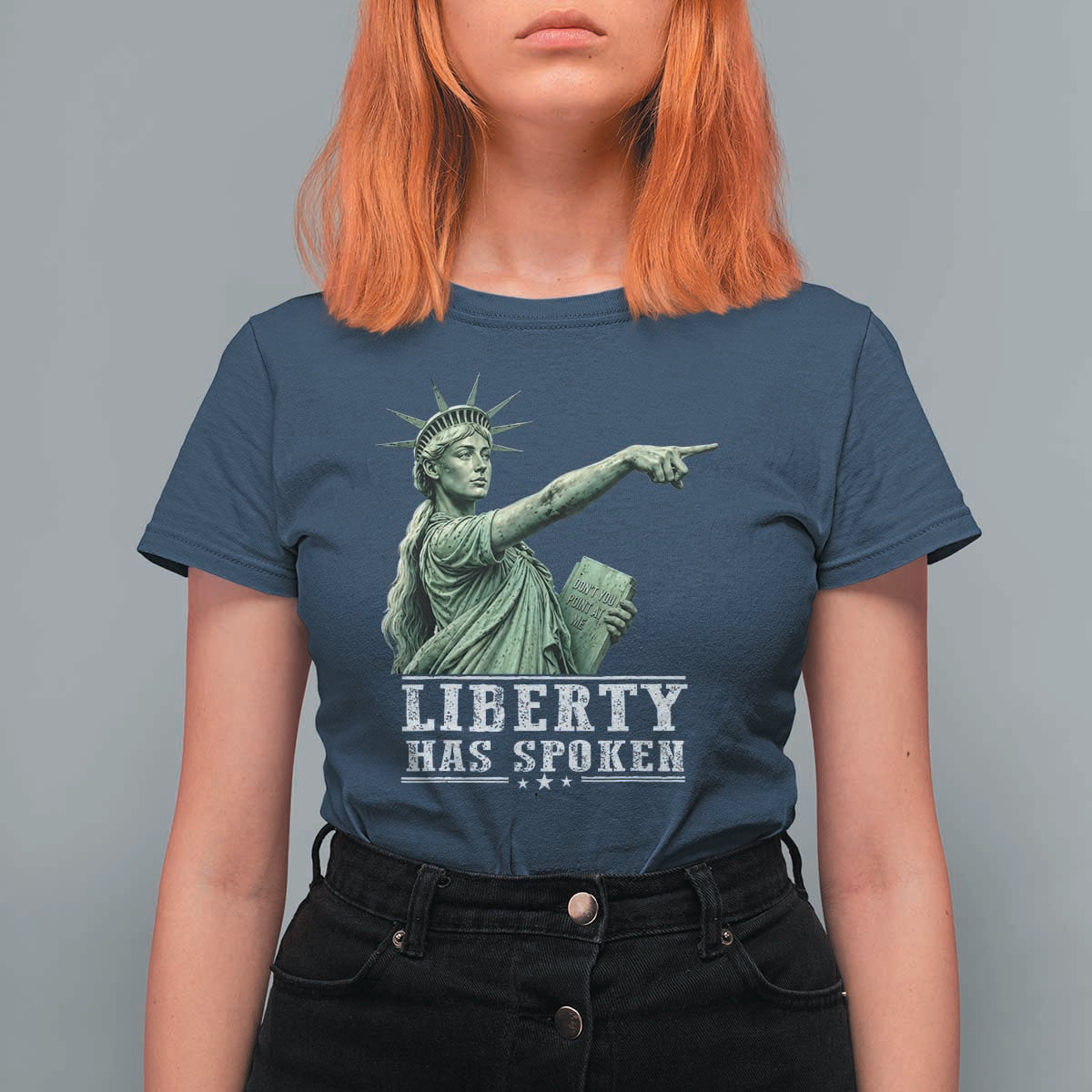 Liberty Has Spoken Pointing Statue Parody T Shirt For Women Funny Sarcastic Basketball Sports Viral Meme Americana