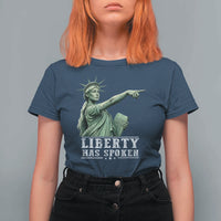 Liberty Has Spoken Pointing Statue Parody T Shirt For Women Funny Sarcastic Basketball Sports Viral Meme Americana