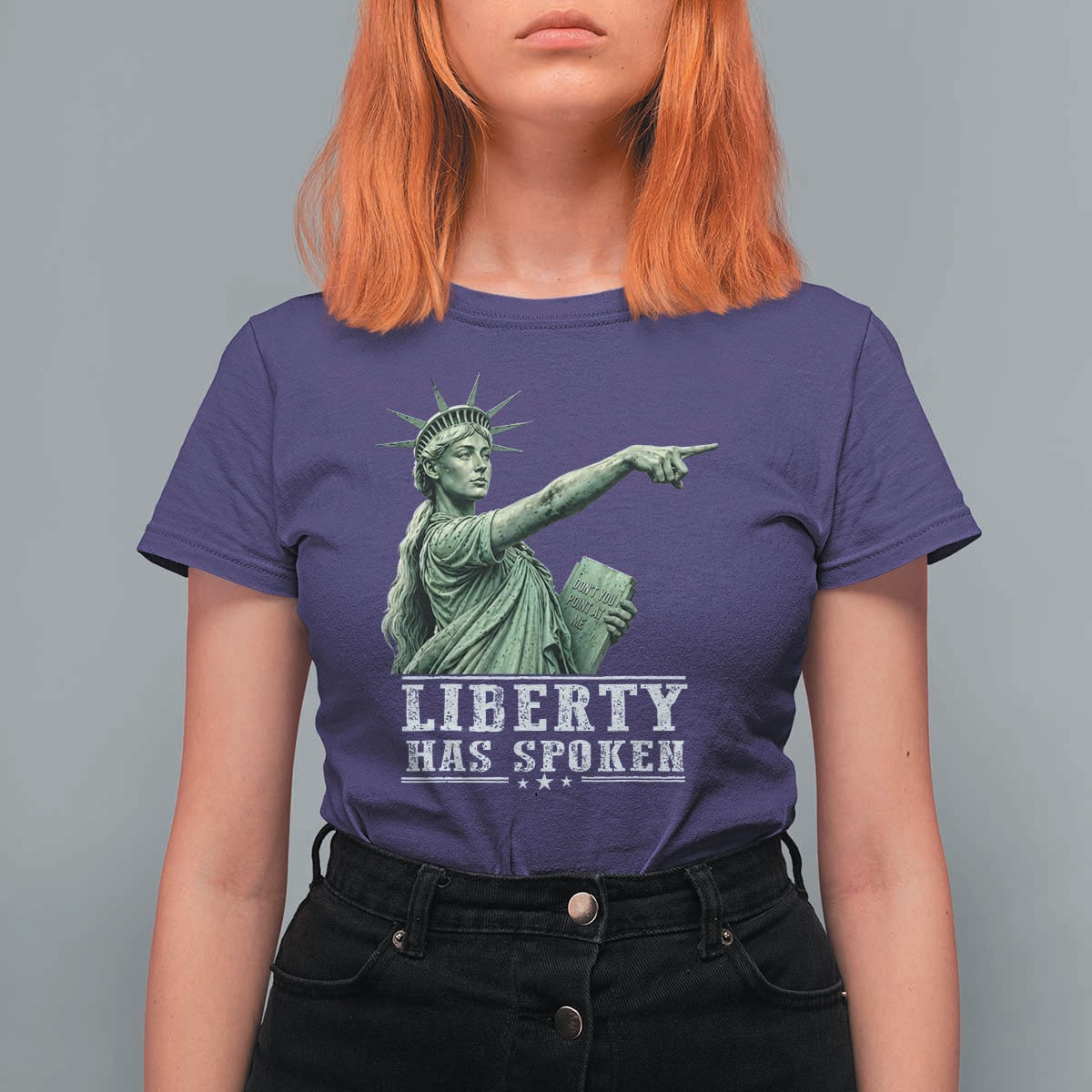 Liberty Has Spoken Pointing Statue Parody T Shirt For Women Funny Sarcastic Basketball Sports Viral Meme Americana