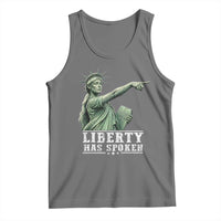 Liberty Has Spoken Pointing Statue Parody Tank Top Funny Sarcastic Basketball Sports Viral Meme Americana