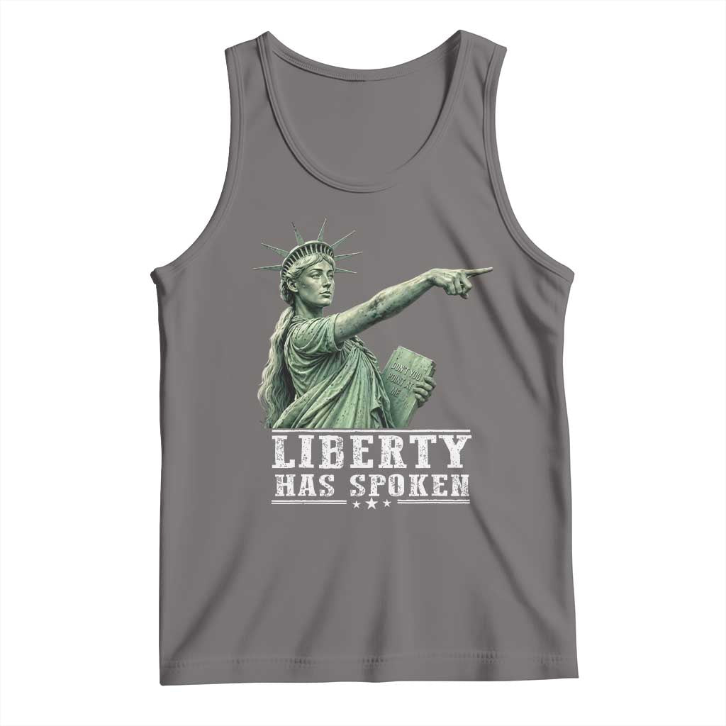 Liberty Has Spoken Pointing Statue Parody Tank Top Funny Sarcastic Basketball Sports Viral Meme Americana