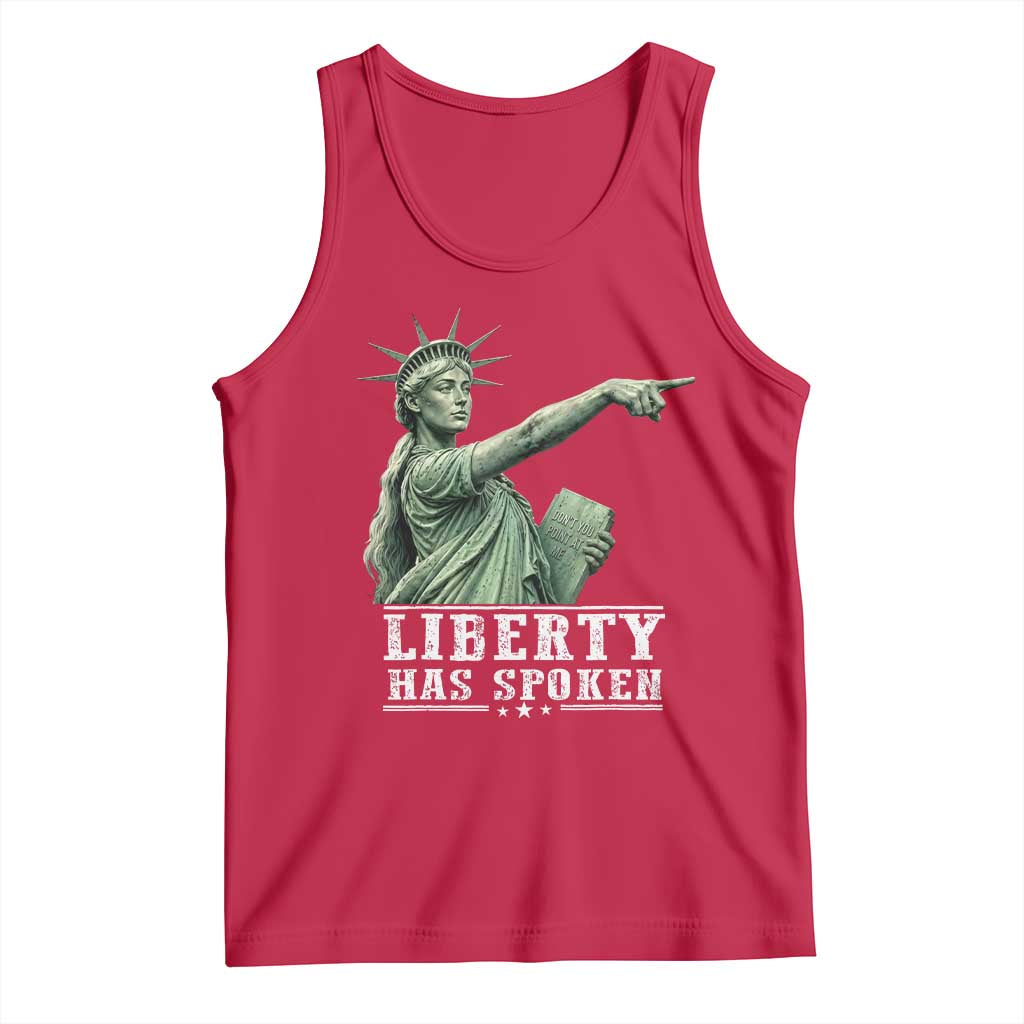Liberty Has Spoken Pointing Statue Parody Tank Top Funny Sarcastic Basketball Sports Viral Meme Americana