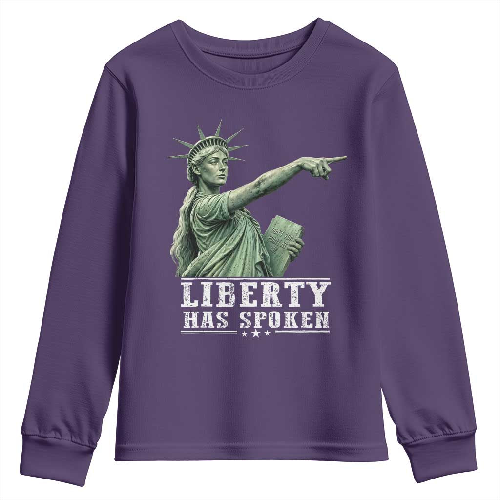 Liberty Has Spoken Pointing Statue Parody Youth Sweatshirt Funny Sarcastic Basketball Sports Viral Meme Americana