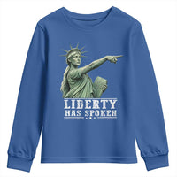 Liberty Has Spoken Pointing Statue Parody Youth Sweatshirt Funny Sarcastic Basketball Sports Viral Meme Americana