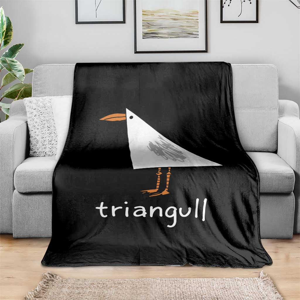 Triangull Funny Triangle Seagull Meme Throw Blanket Geometry Bird Pun Minimalist Coastal Graphic