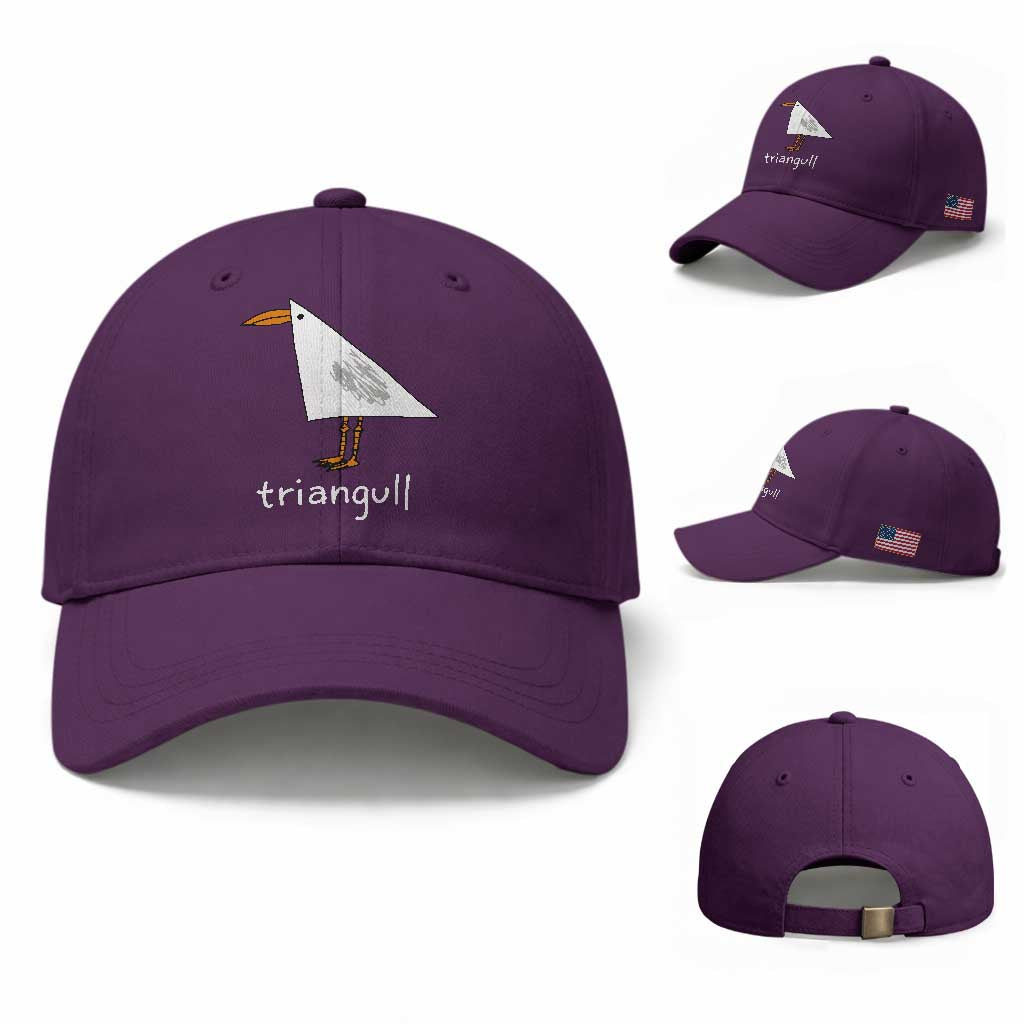 Triangull Funny Triangle Seagull Meme Baseball Cap Geometry Bird Pun Minimalist Coastal Graphic