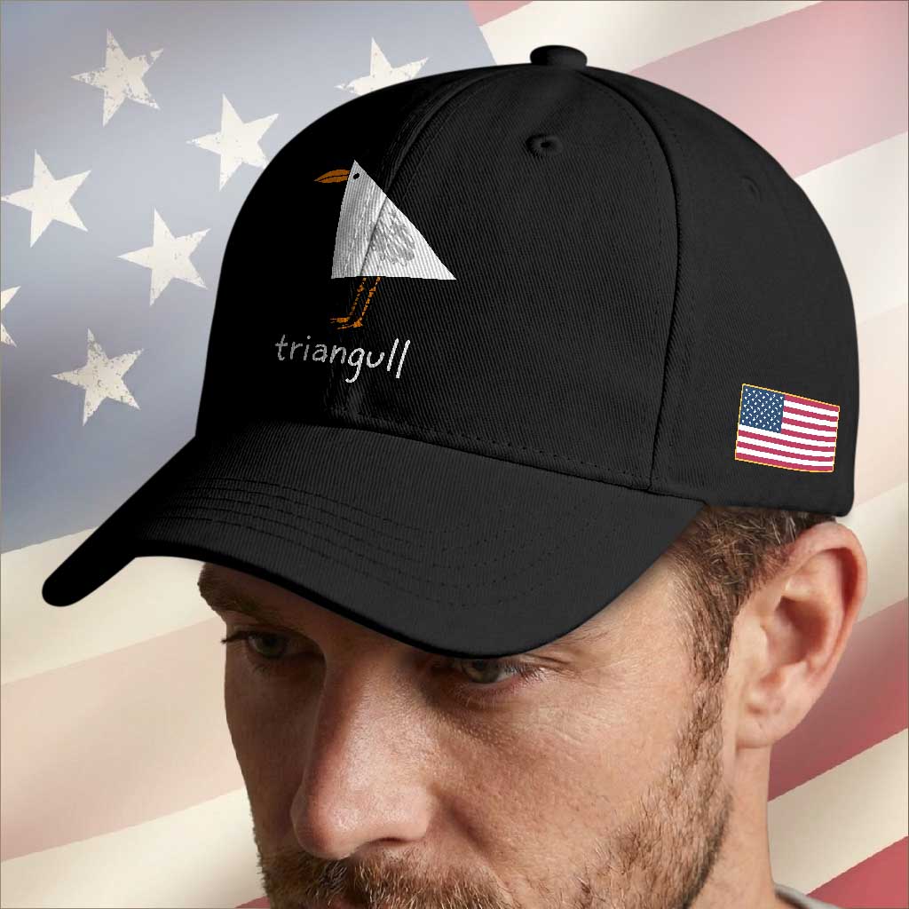 Triangull Funny Triangle Seagull Meme Baseball Cap Geometry Bird Pun Minimalist Coastal Graphic