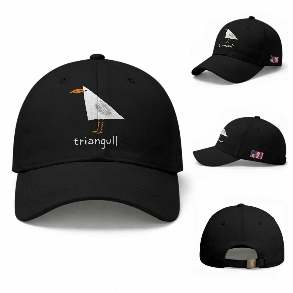Triangull Funny Triangle Seagull Meme Baseball Cap Geometry Bird Pun Minimalist Coastal Graphic