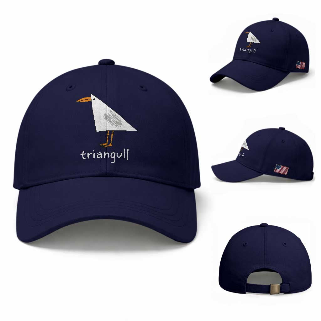Triangull Funny Triangle Seagull Meme Baseball Cap Geometry Bird Pun Minimalist Coastal Graphic