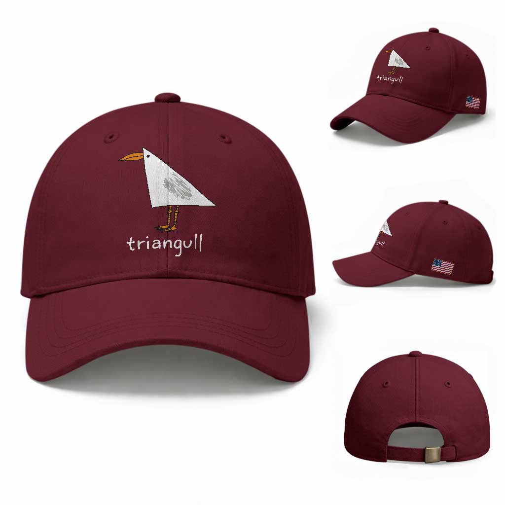 Triangull Funny Triangle Seagull Meme Baseball Cap Geometry Bird Pun Minimalist Coastal Graphic