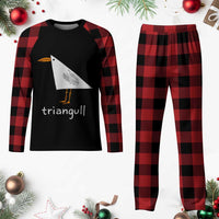 Triangull Funny Triangle Seagull Meme Plaid Pajama Set Geometry Bird Pun Minimalist Coastal Graphic