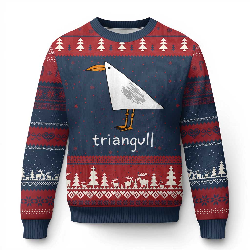 Triangull Funny Triangle Seagull Meme Ugly Christmas Sweater Geometry Bird Pun Minimalist Coastal Graphic