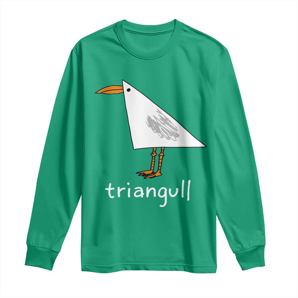 Triangull Funny Triangle Seagull Meme Long Sleeve Shirt Geometry Bird Pun Minimalist Coastal Graphic