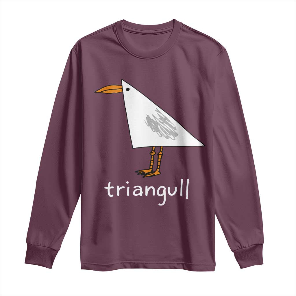 Triangull Funny Triangle Seagull Meme Long Sleeve Shirt Geometry Bird Pun Minimalist Coastal Graphic