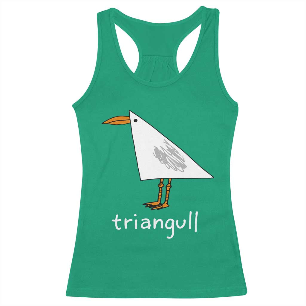 Triangull Funny Triangle Seagull Meme Racerback Tank Top Geometry Bird Pun Minimalist Coastal Graphic
