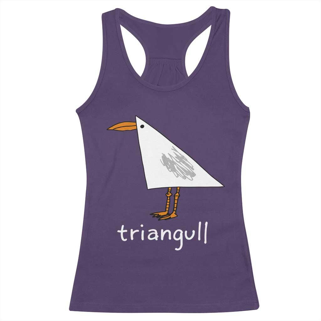 Triangull Funny Triangle Seagull Meme Racerback Tank Top Geometry Bird Pun Minimalist Coastal Graphic