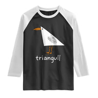 Triangull Funny Triangle Seagull Meme Raglan Shirt Geometry Bird Pun Minimalist Coastal Graphic