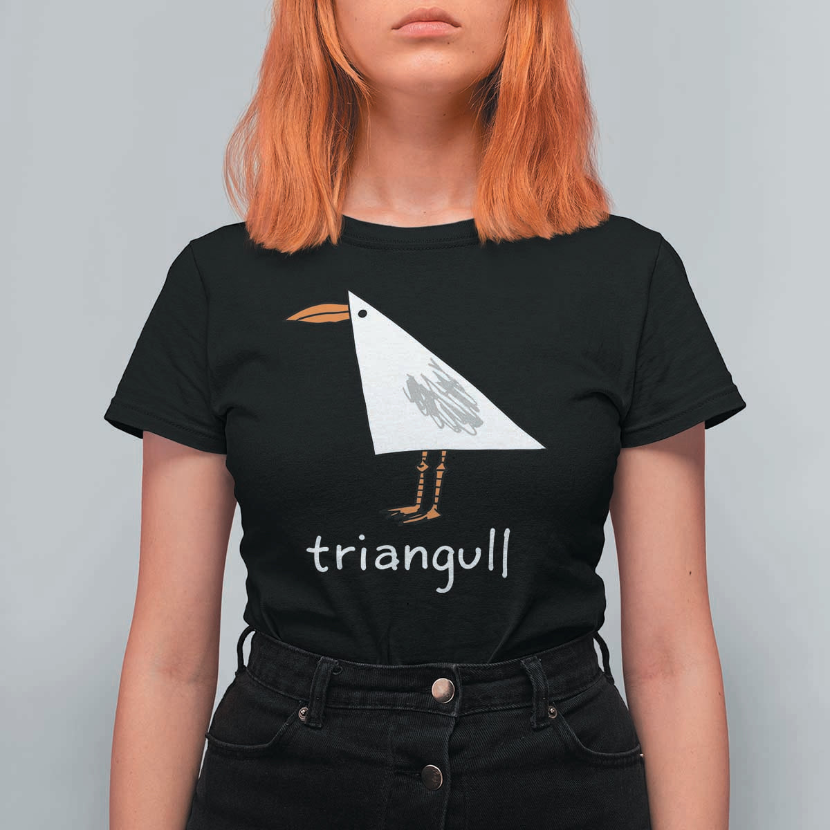 Triangull Funny Triangle Seagull Meme T Shirt For Women Geometry Bird Pun Minimalist Coastal Graphic