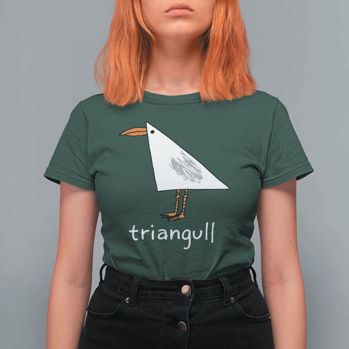 Triangull Funny Triangle Seagull Meme T Shirt For Women Geometry Bird Pun Minimalist Coastal Graphic