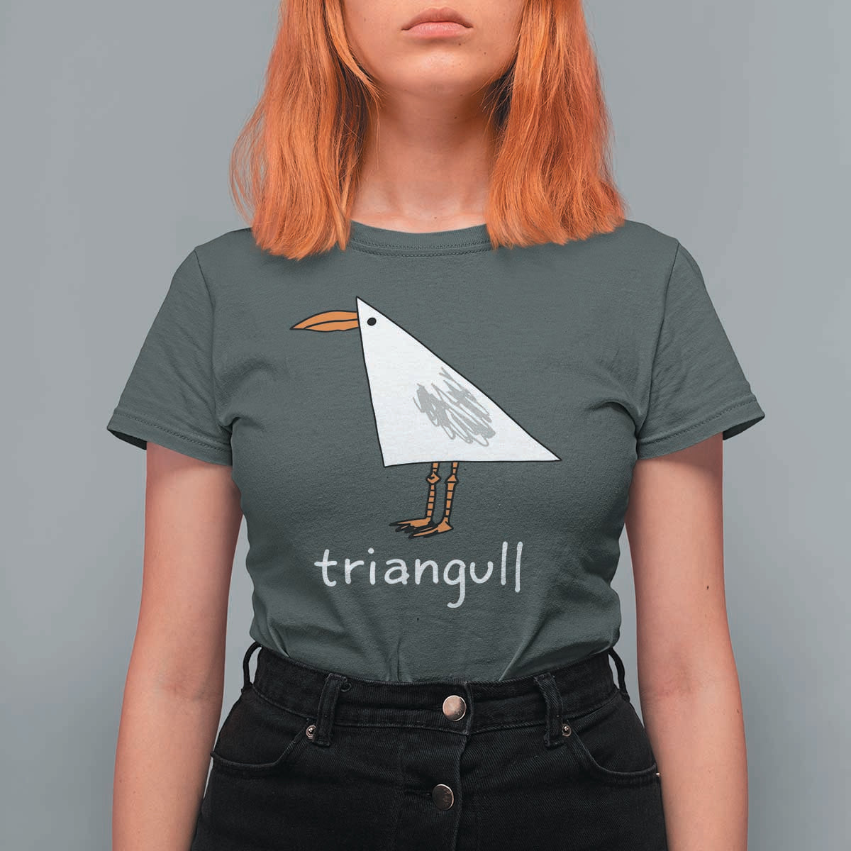 Triangull Funny Triangle Seagull Meme T Shirt For Women Geometry Bird Pun Minimalist Coastal Graphic