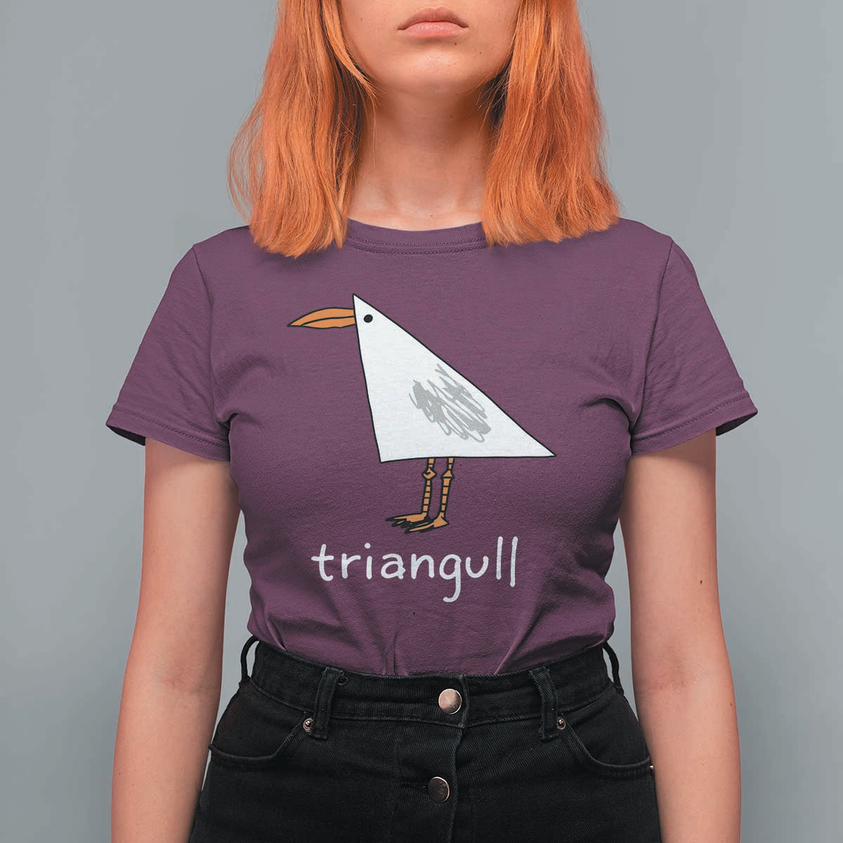 Triangull Funny Triangle Seagull Meme T Shirt For Women Geometry Bird Pun Minimalist Coastal Graphic