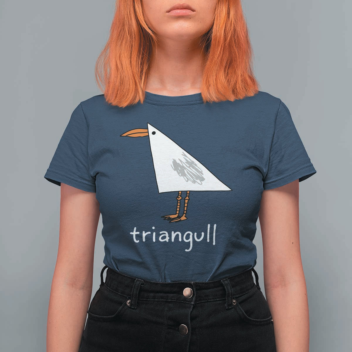 Triangull Funny Triangle Seagull Meme T Shirt For Women Geometry Bird Pun Minimalist Coastal Graphic