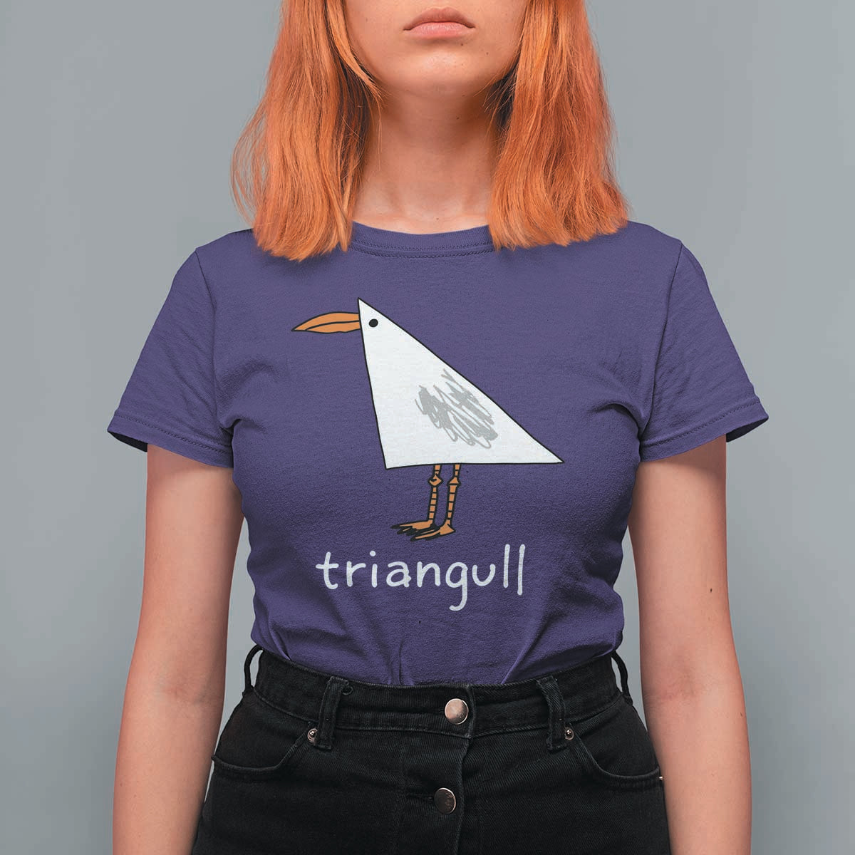 Triangull Funny Triangle Seagull Meme T Shirt For Women Geometry Bird Pun Minimalist Coastal Graphic