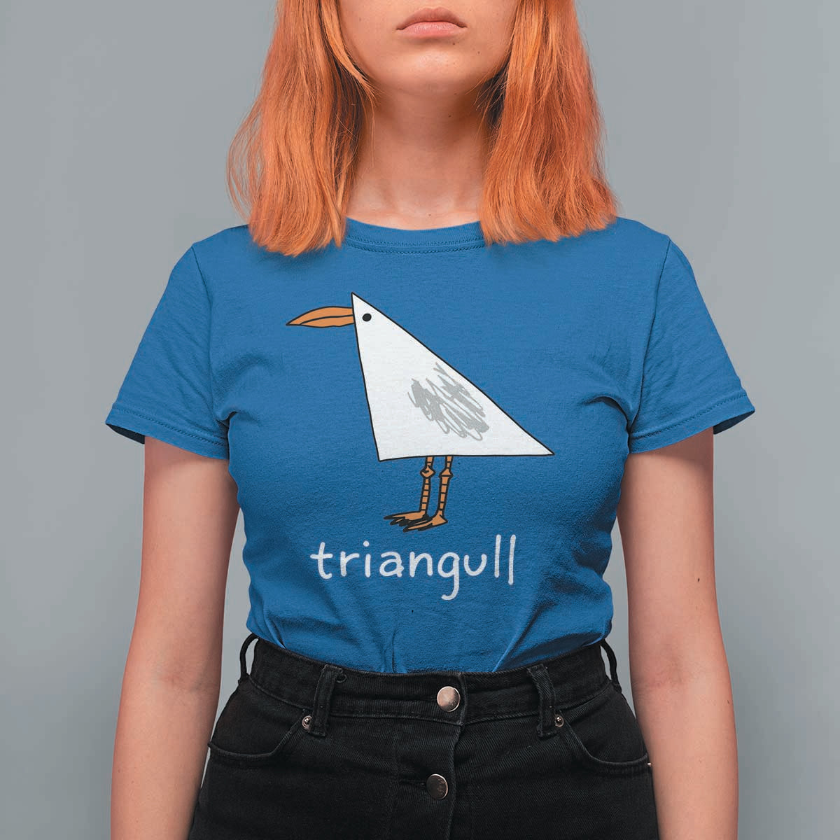 Triangull Funny Triangle Seagull Meme T Shirt For Women Geometry Bird Pun Minimalist Coastal Graphic