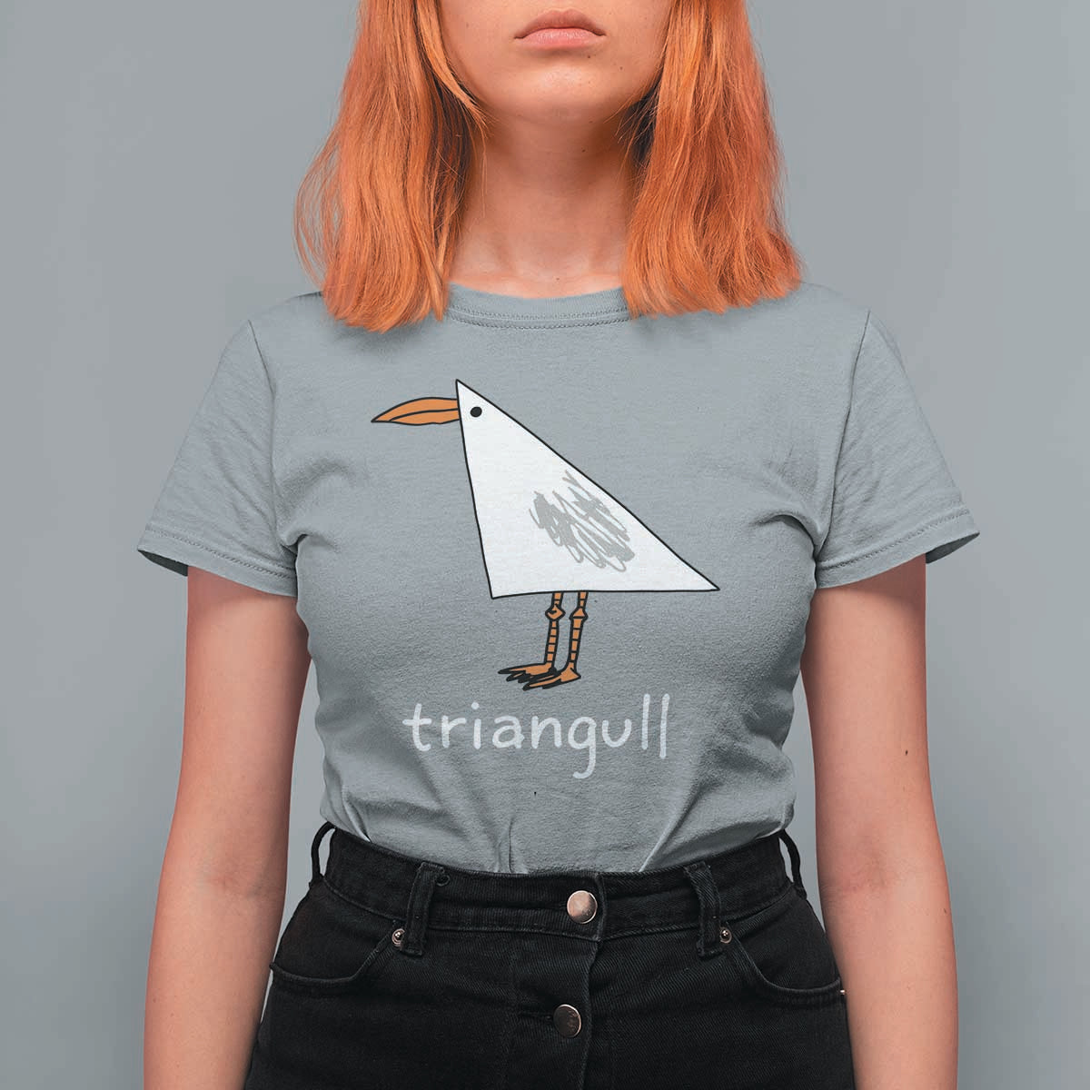 Triangull Funny Triangle Seagull Meme T Shirt For Women Geometry Bird Pun Minimalist Coastal Graphic