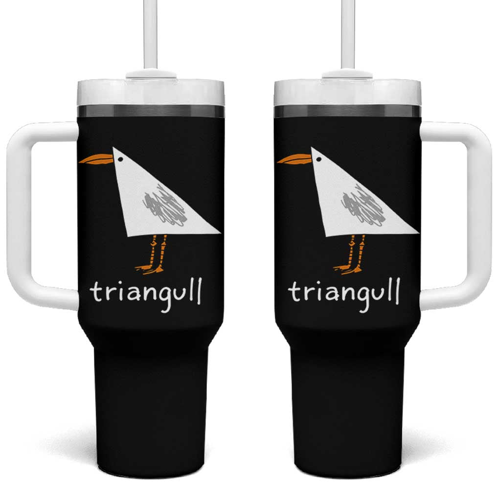 Triangull Funny Triangle Seagull Meme Tumbler With Handle Geometry Bird Pun Minimalist Coastal Graphic