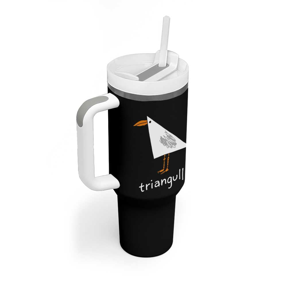 Triangull Funny Triangle Seagull Meme Tumbler With Handle Geometry Bird Pun Minimalist Coastal Graphic