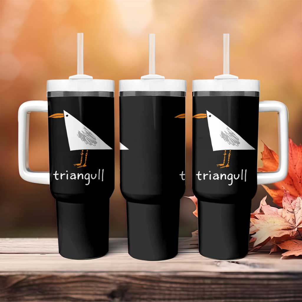 Triangull Funny Triangle Seagull Meme Tumbler With Handle Geometry Bird Pun Minimalist Coastal Graphic