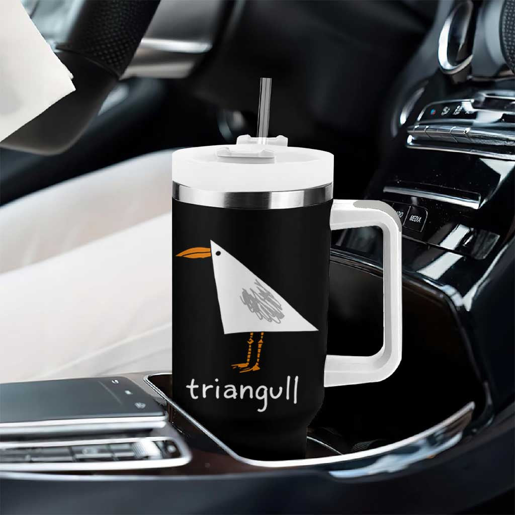 Triangull Funny Triangle Seagull Meme Tumbler With Handle Geometry Bird Pun Minimalist Coastal Graphic