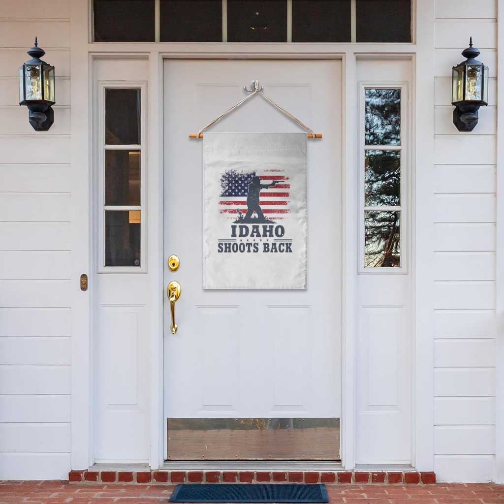 Idaho Shoots Back Distressed American Flag Garden Flag Cowboy Gunslinger Graphic
