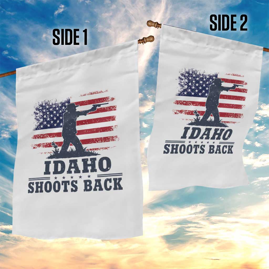 Idaho Shoots Back Distressed American Flag Garden Flag Cowboy Gunslinger Graphic