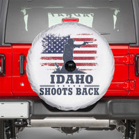 Idaho Shoots Back Distressed American Flag Spare Tire Cover Cowboy Gunslinger Graphic