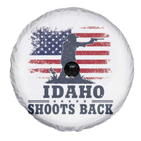 Idaho Shoots Back Distressed American Flag Spare Tire Cover Cowboy Gunslinger Graphic