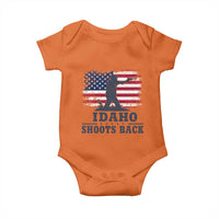 Idaho Shoots Back Distressed American Flag Baby Onesie Cowboy Gunslinger Graphic