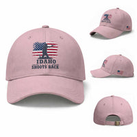 Idaho Shoots Back Distressed American Flag Baseball Cap Cowboy Gunslinger Graphic