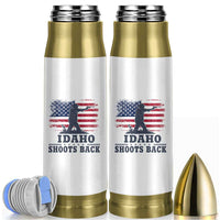 Idaho Shoots Back Distressed American Flag Bullet Tumbler Cowboy Gunslinger Graphic