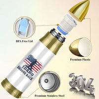 Idaho Shoots Back Distressed American Flag Bullet Tumbler Cowboy Gunslinger Graphic