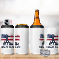 Idaho Shoots Back Distressed American Flag 4 in 1 Can Cooler Tumbler Cowboy Gunslinger Graphic