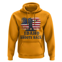 Idaho Shoots Back Distressed American Flag Hoodie Cowboy Gunslinger Graphic