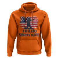Idaho Shoots Back Distressed American Flag Hoodie Cowboy Gunslinger Graphic