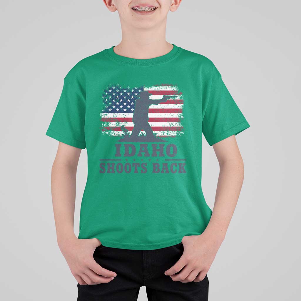 Idaho Shoots Back Distressed American Flag T Shirt For Kid Cowboy Gunslinger Graphic