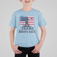 Idaho Shoots Back Distressed American Flag T Shirt For Kid Cowboy Gunslinger Graphic