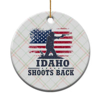 Idaho Shoots Back Distressed American Flag Ceramic Ornament Cowboy Gunslinger Graphic