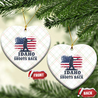 Idaho Shoots Back Distressed American Flag Ceramic Ornament Cowboy Gunslinger Graphic