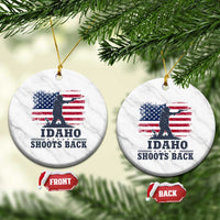 Idaho Shoots Back Distressed American Flag Ceramic Ornament Cowboy Gunslinger Graphic