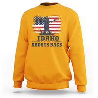 Idaho Shoots Back Distressed American Flag Sweatshirt Cowboy Gunslinger Graphic